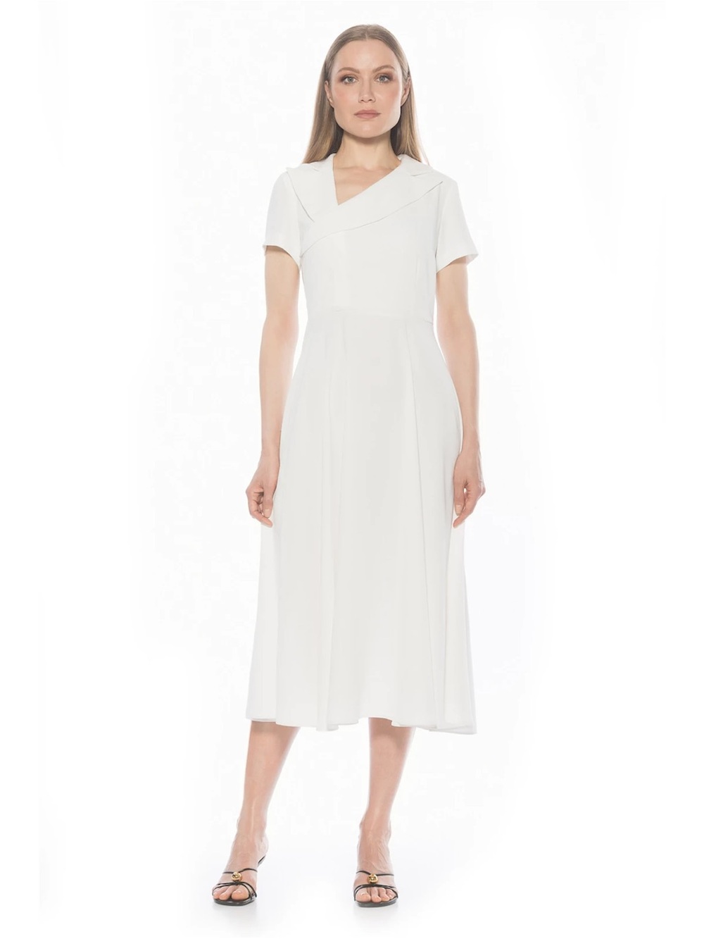 Alexia Admor white Short-Sleeve Midi Dress